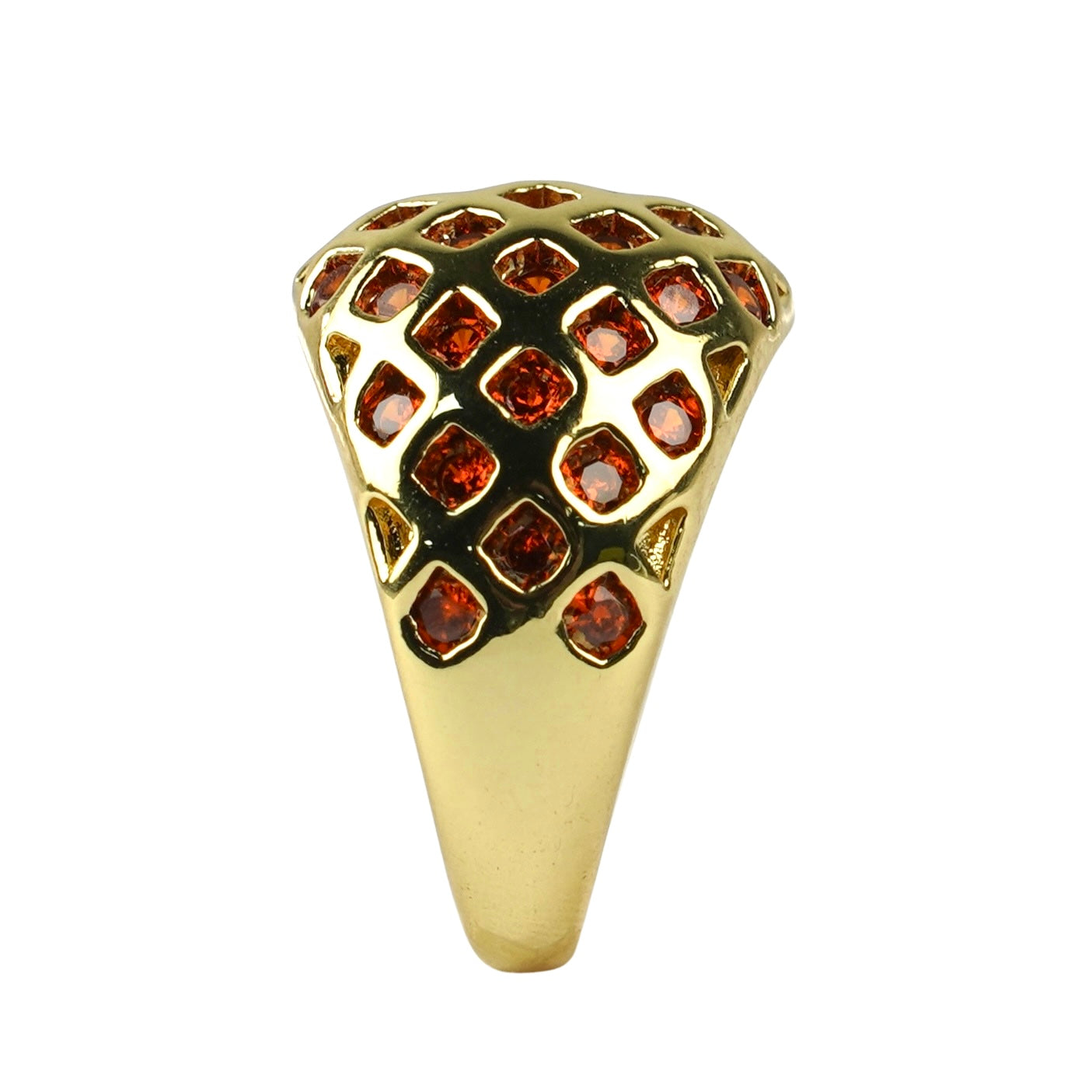 CC01967 Ring 18K sariq oltin bilan qoplangan mis kubik tsirkon