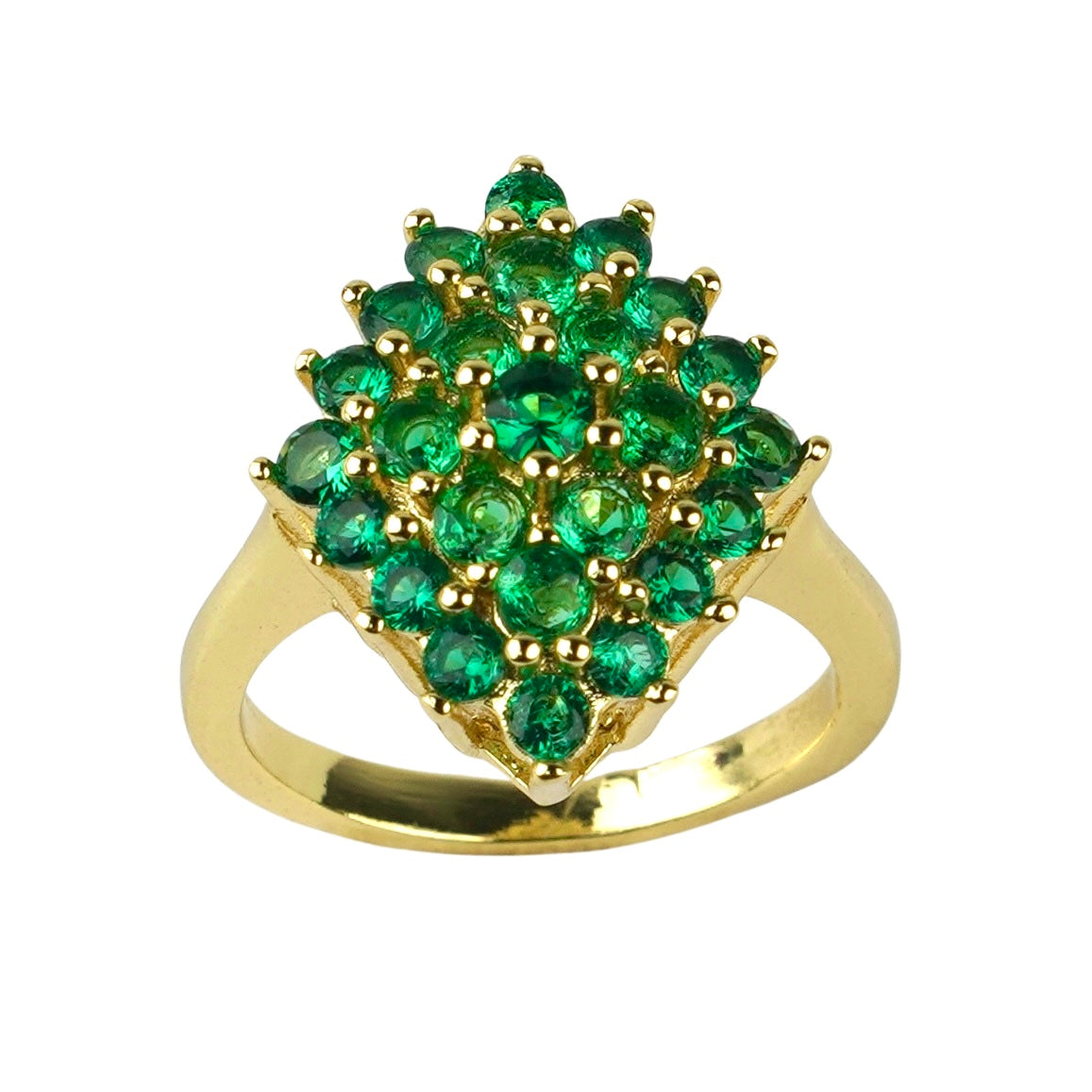 Кольцо CC01969 из меди с покрытием 18K желтым золотом и кубическим цирконием