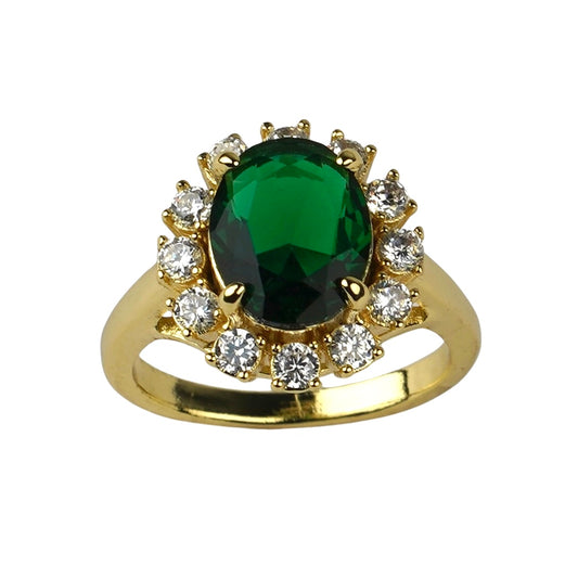 CC01988 Ring 18K Yellow Gold Plated Copper Cubic Zirconia