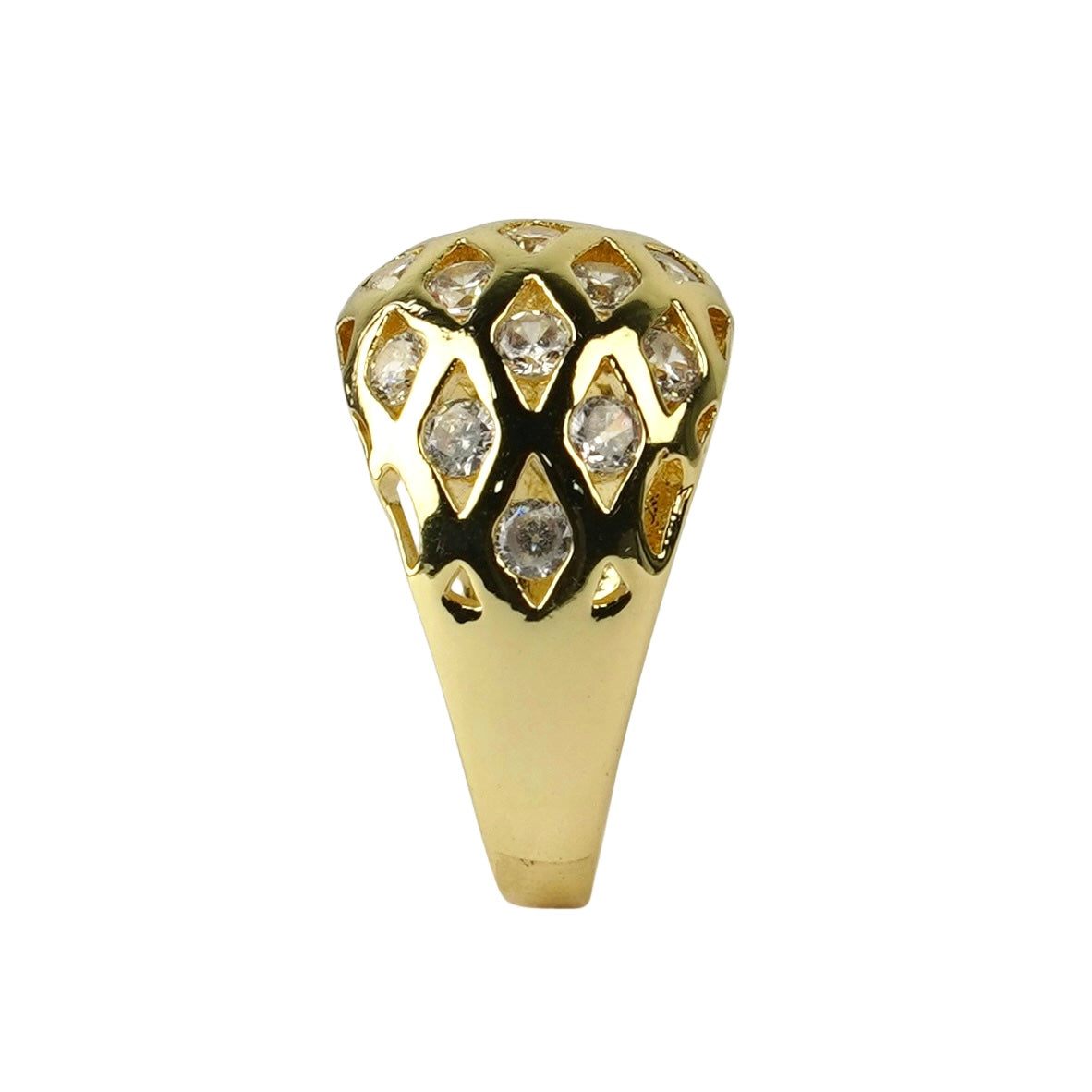 CC01991 Ring 18K Yellow Gold Plated Copper Cubic Zirconia