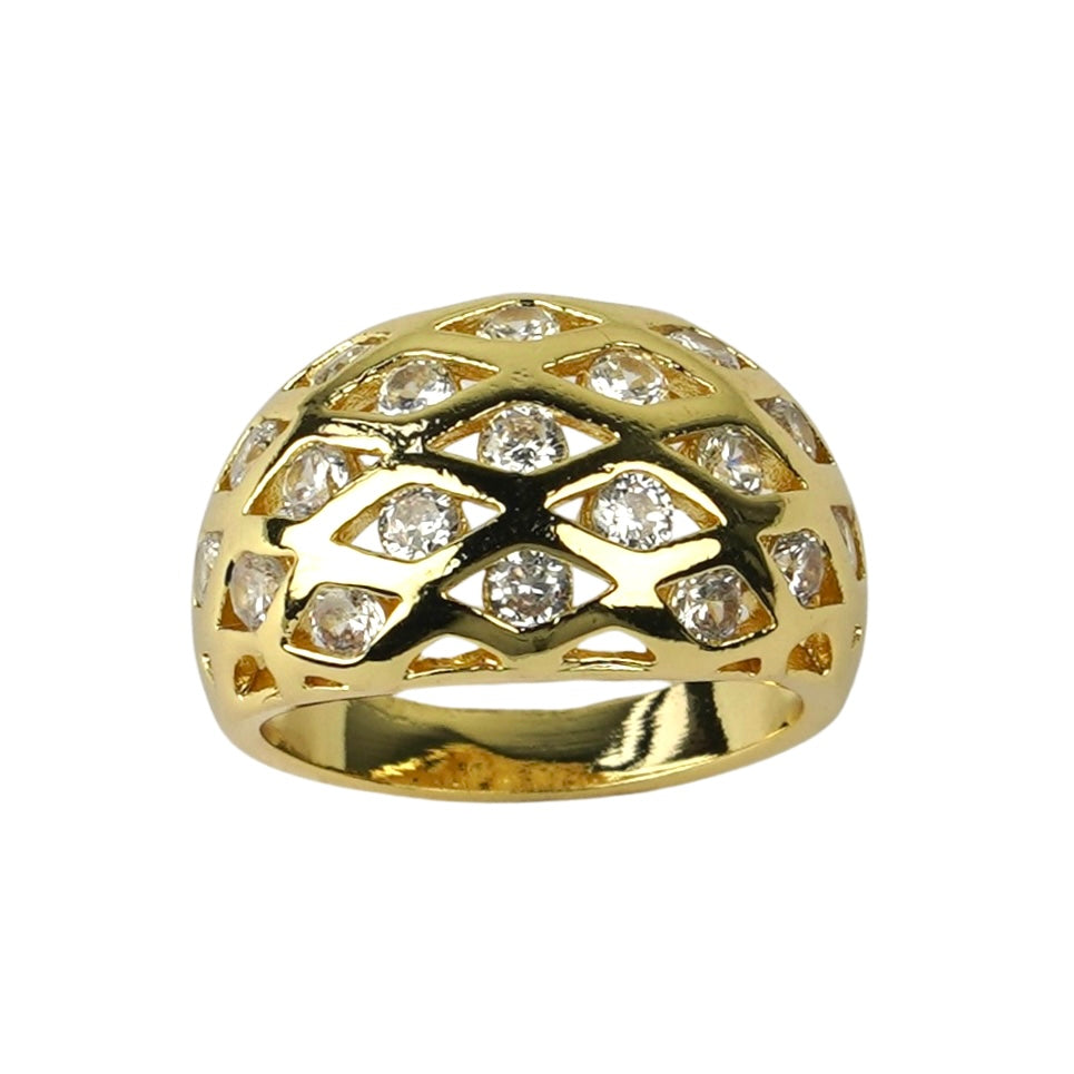 CC01991 Ring 18K Yellow Gold Plated Copper Cubic Zirconia