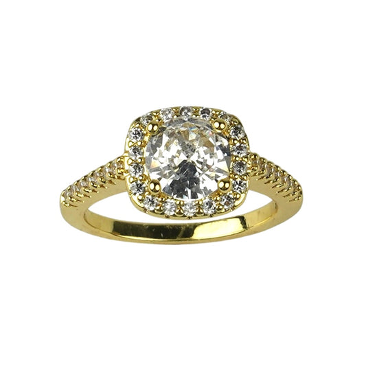 CC02027 Ring 18K Yellow Gold Plated Copper Cubic Zirconia