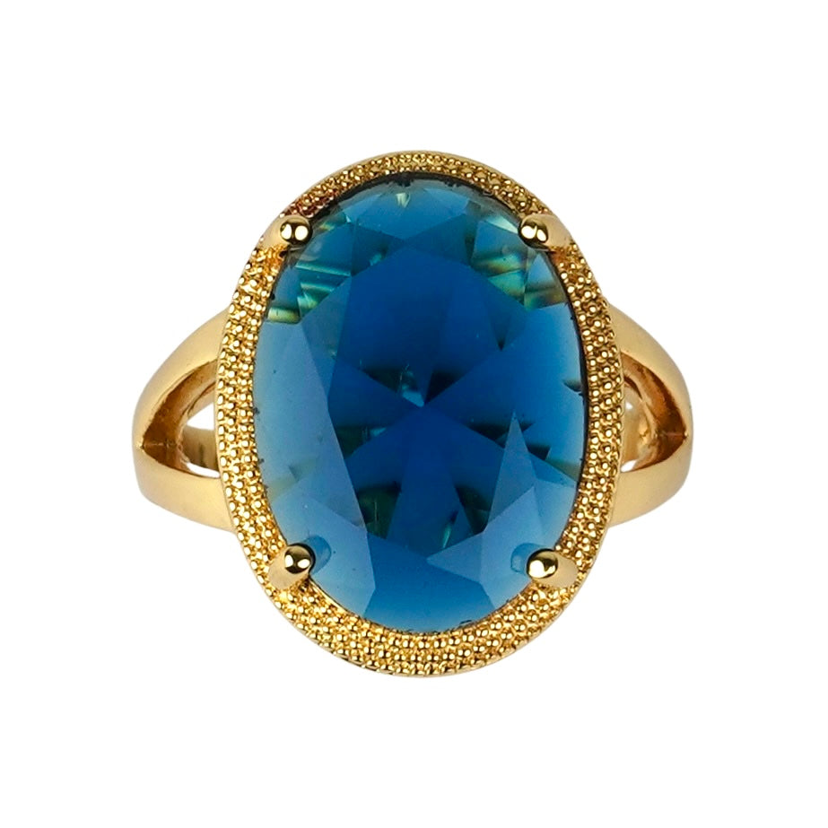 CC02057 Ring 18K Yellow Gold Plated Copper Crystal