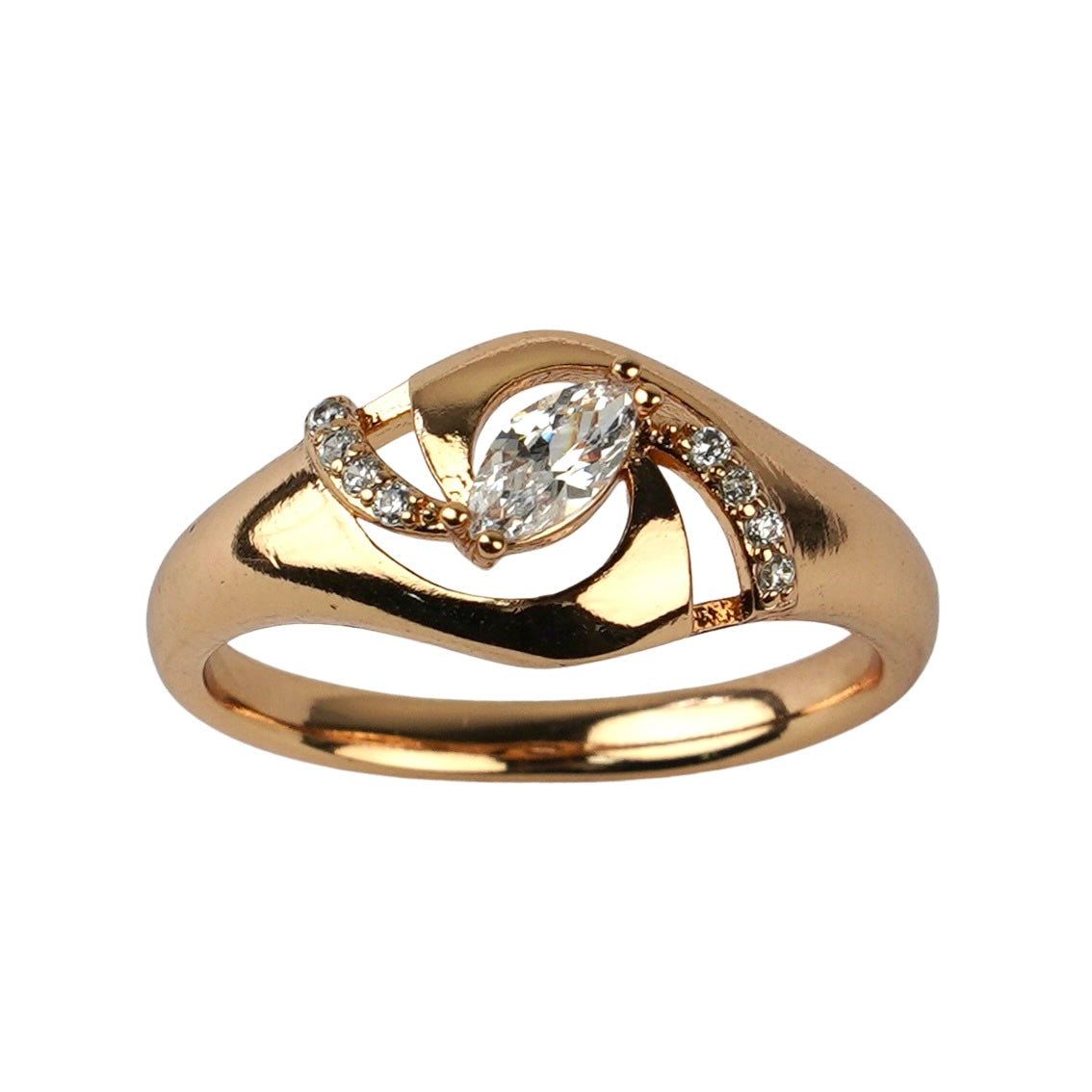CC02116 Кольцо из 18K позолоченной меди с кристаллом