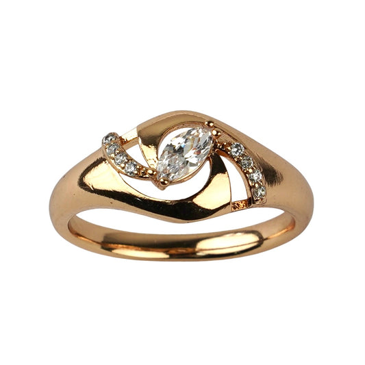 CC02116 Кольцо из 18K позолоченной меди с кристаллом