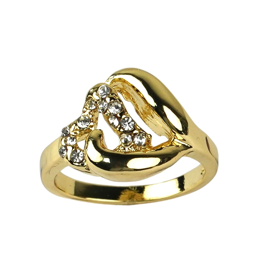 CC02340 Ring 18K sariq oltin bilan qoplangan qotishma Rhinestone Linde