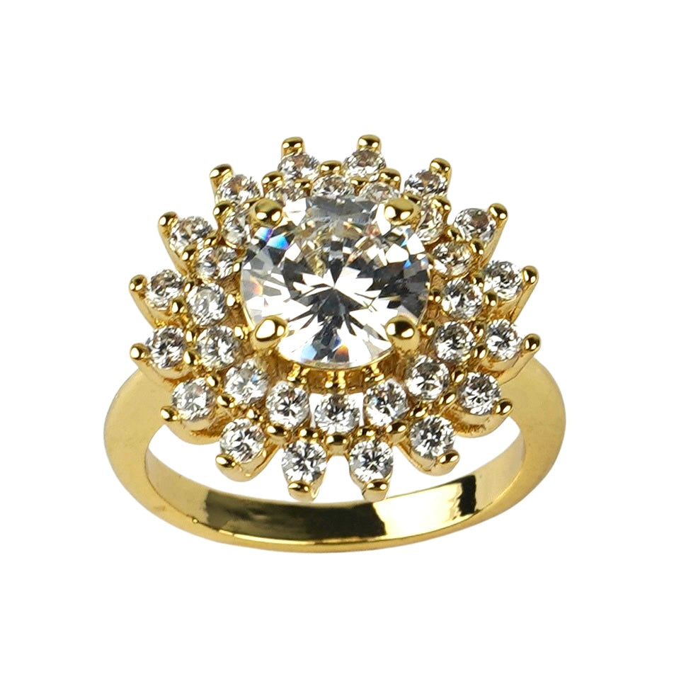 CC02363 Ring 18K yellow gold plated Copper cubic zirconia