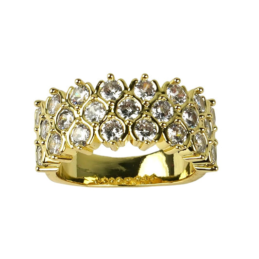 CC02366 Ring 18K yellow gold plated Copper cubic zirconia