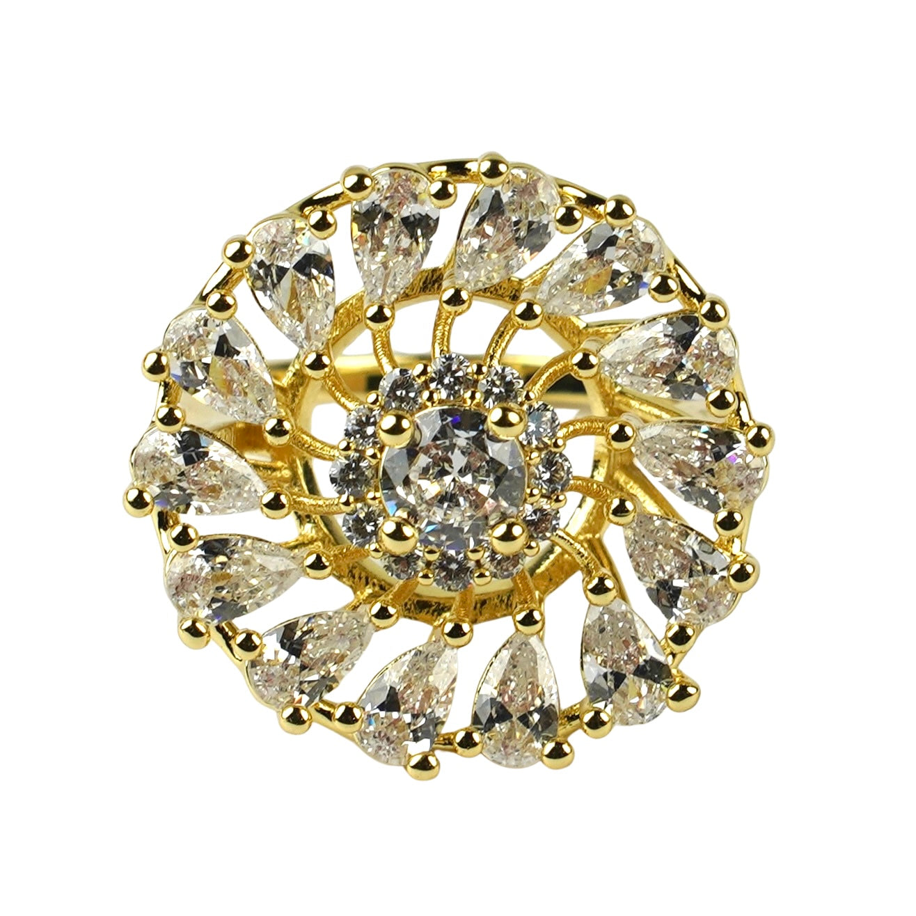 CC02369 Ring 18K yellow gold plated Copper cubic zirconia