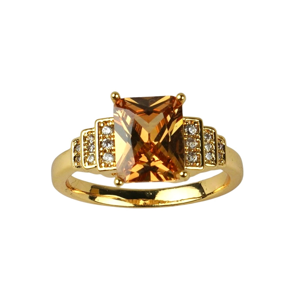 CC02386 Ring 18K yellow gold plated Copper cubic zirconia