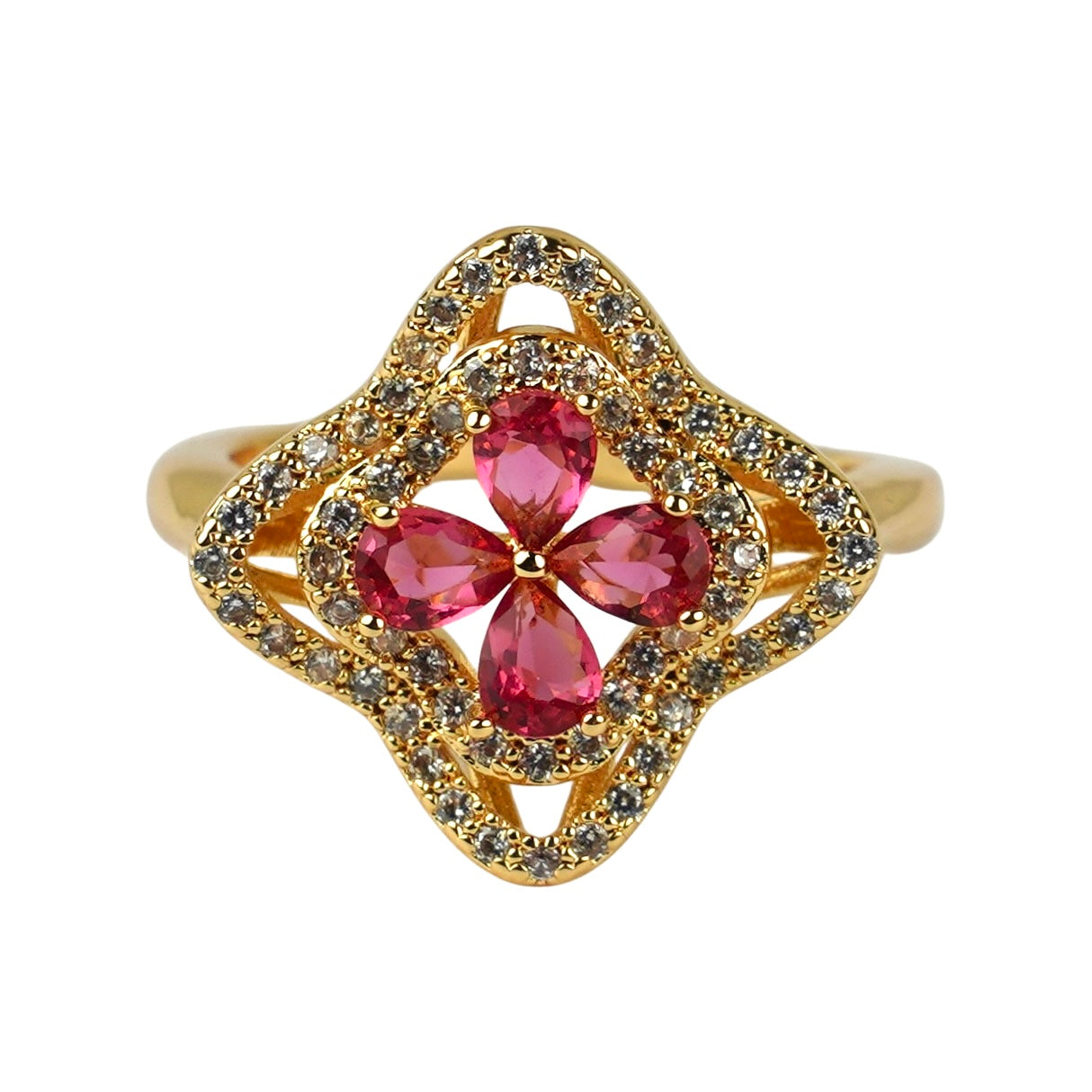 CC02390 Ring 18K yellow gold plated Copper cubic zirconia