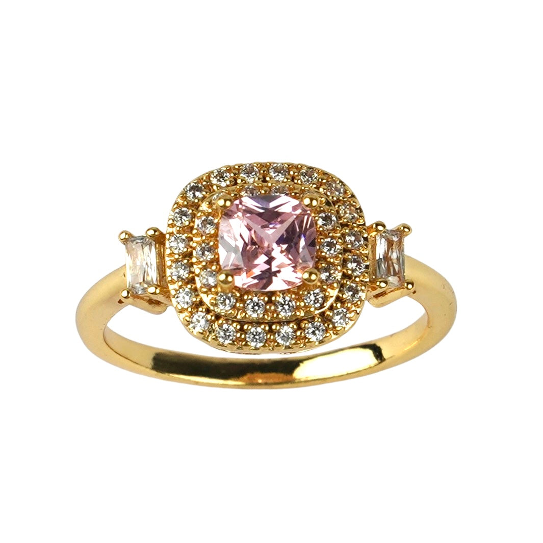 CC02467 Uzuk 750 proba, sariq tilla yugurtirilgan, Fianit