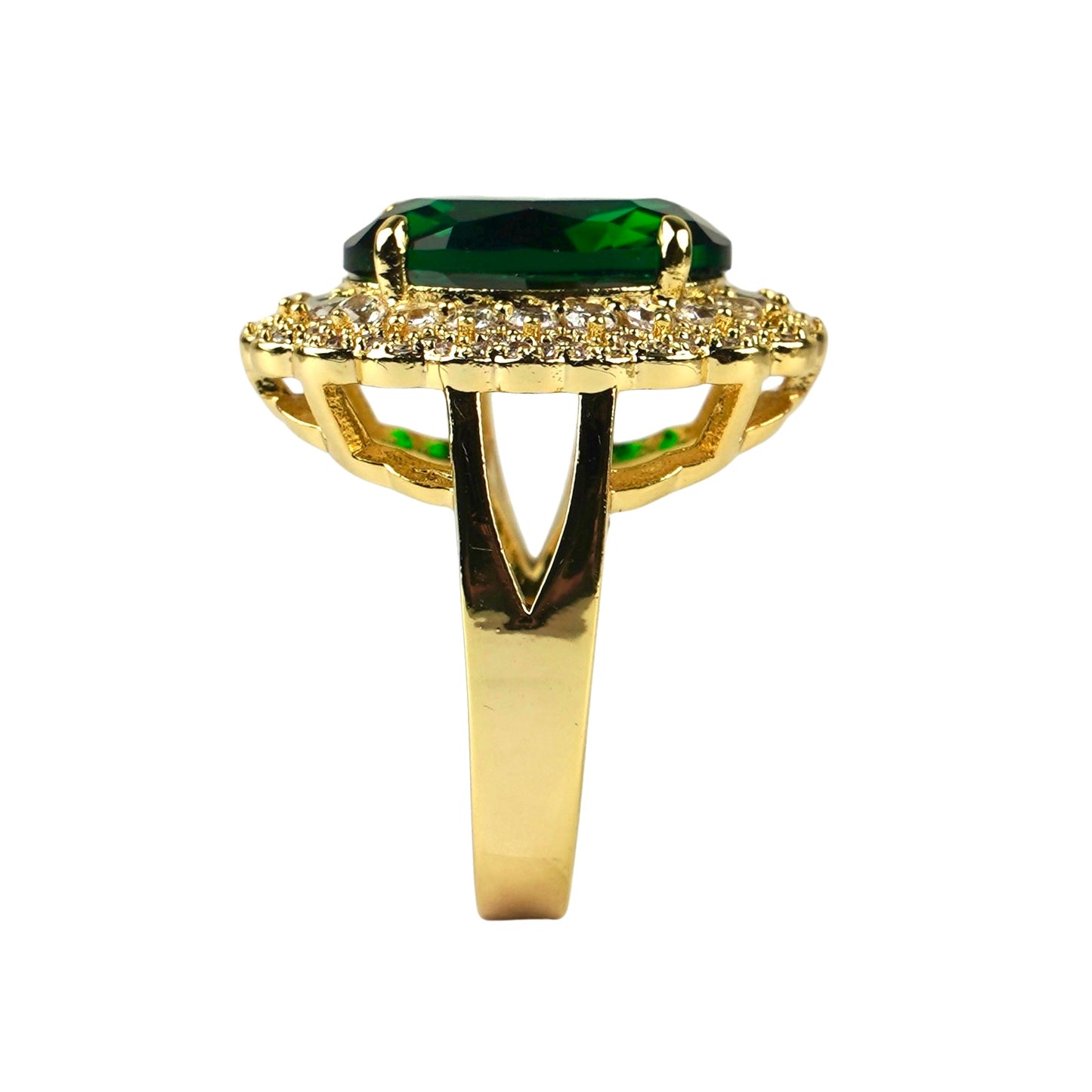 CC02596 Uzuk 750 proba, sariq tilla yugurtirilgan, Fianit