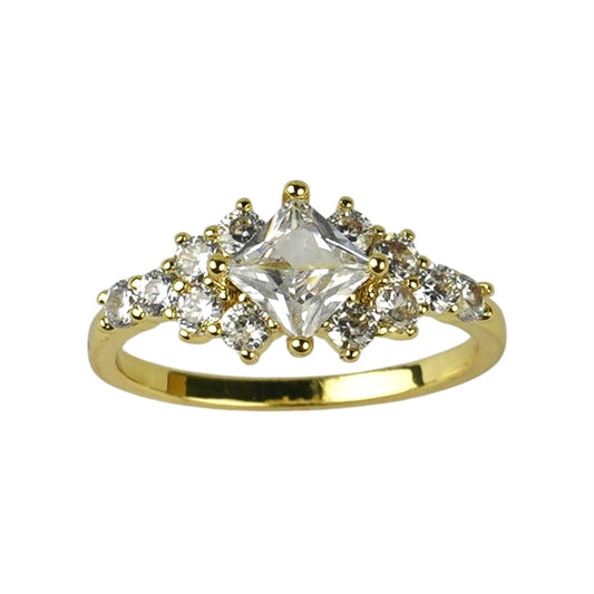 CC02604 Узук 750 пробы, желтое золото, Фианит