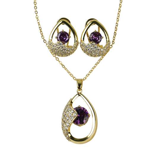 CC02641 Комплект 750 проба, желтое золото, Фианит