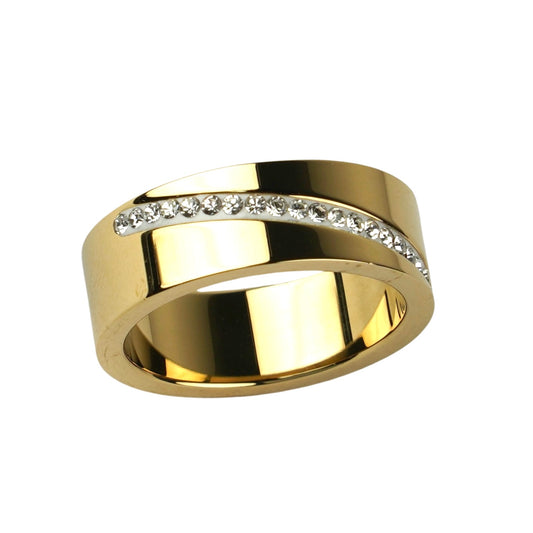 LX00007 Ring 18K Yellow Gold Plated Stainless Steel Cubic Zirconia