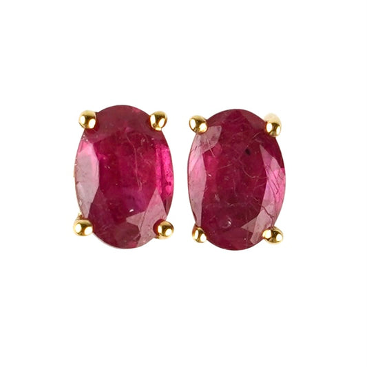 SZ13566 Earrings Silver 925 Ruby Longido (Gold plated)