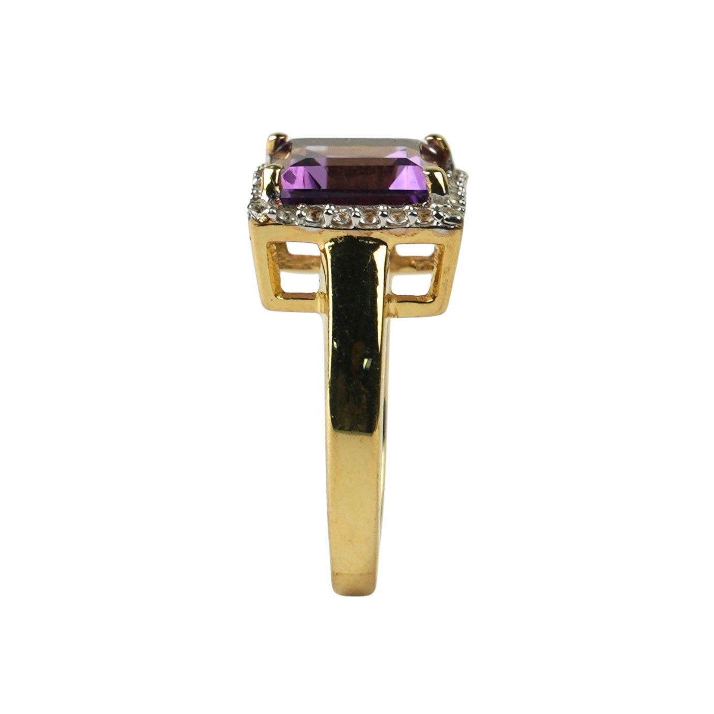 SZ13711 Ring 925 Silver Brazilian Amethyst Topaz White (Gold Plated)