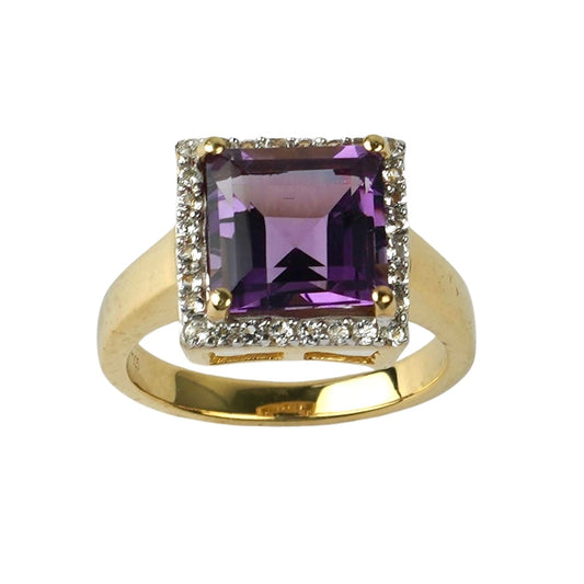 SZ13711 Ring 925 Silver Brazilian Amethyst Topaz White (Gold Plated)