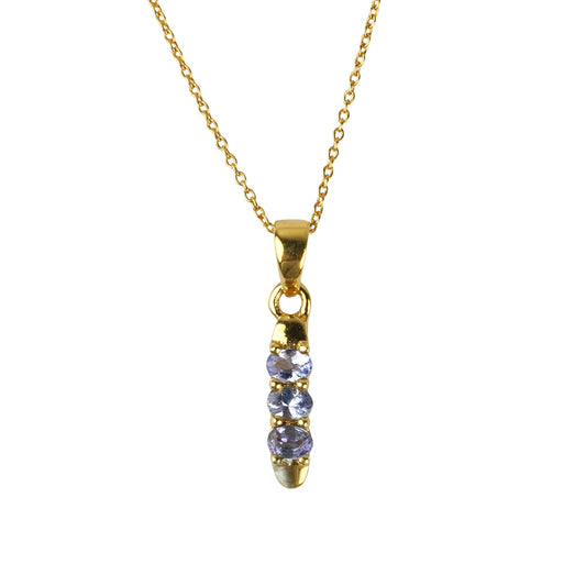 SZ14393 Necklace Silver 925 Tanzanite (Gold Plated)