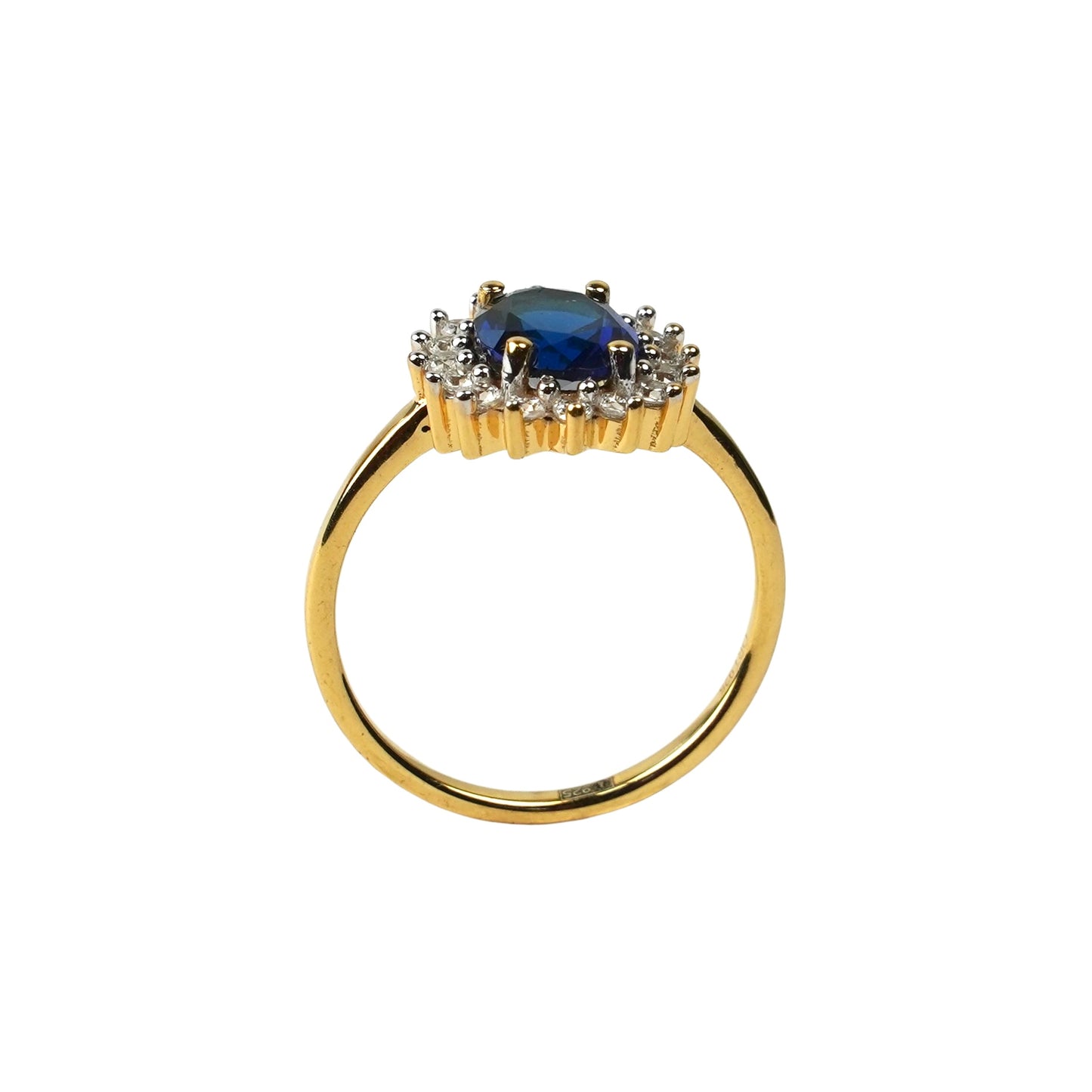 SZ15836 Ring Silver 925 Linde Sapphire Cubic Zirconia (Gold Plated)