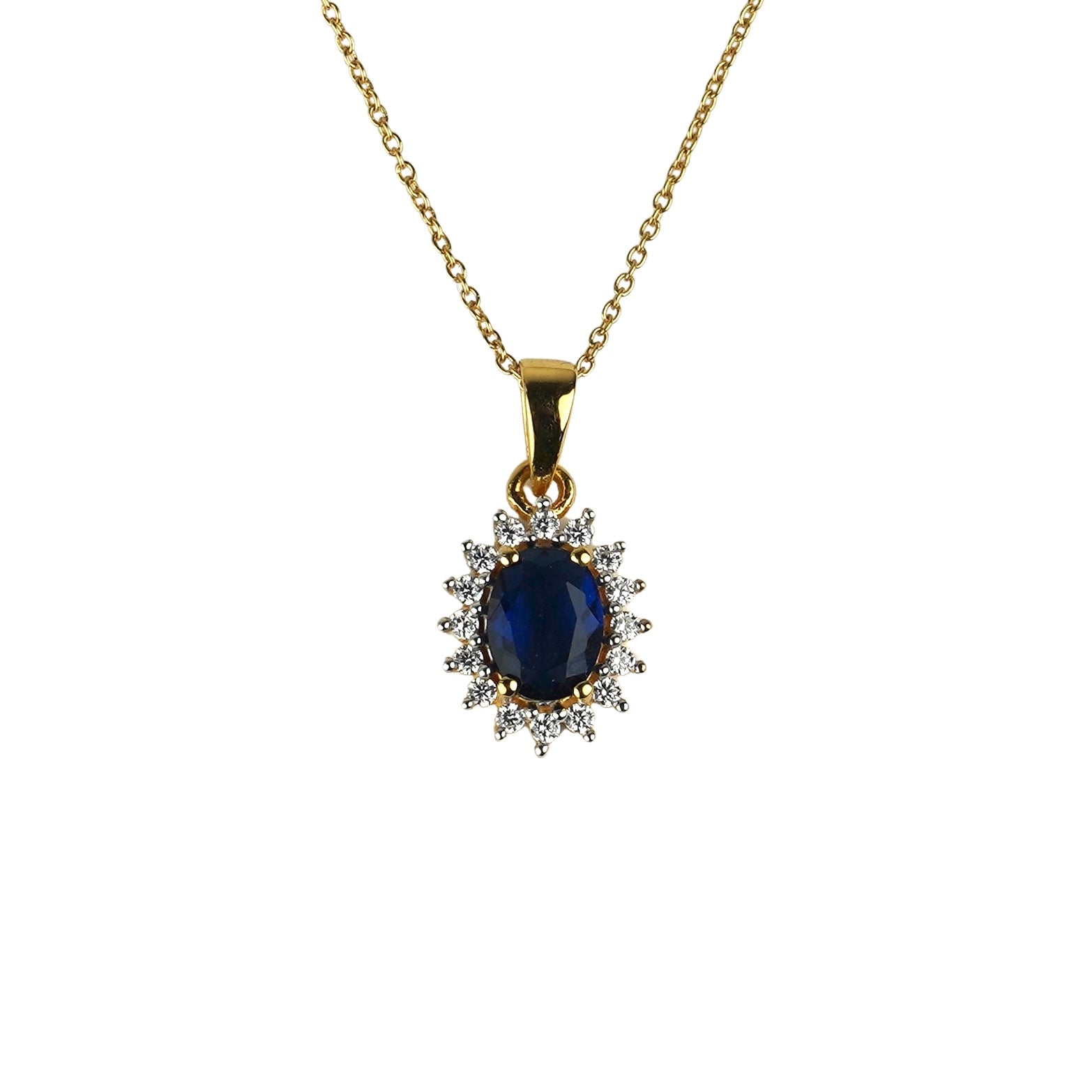 SZ15838 Pendant Silver 925 Linde Sapphire Cubic Zirconia (Gold Plated)