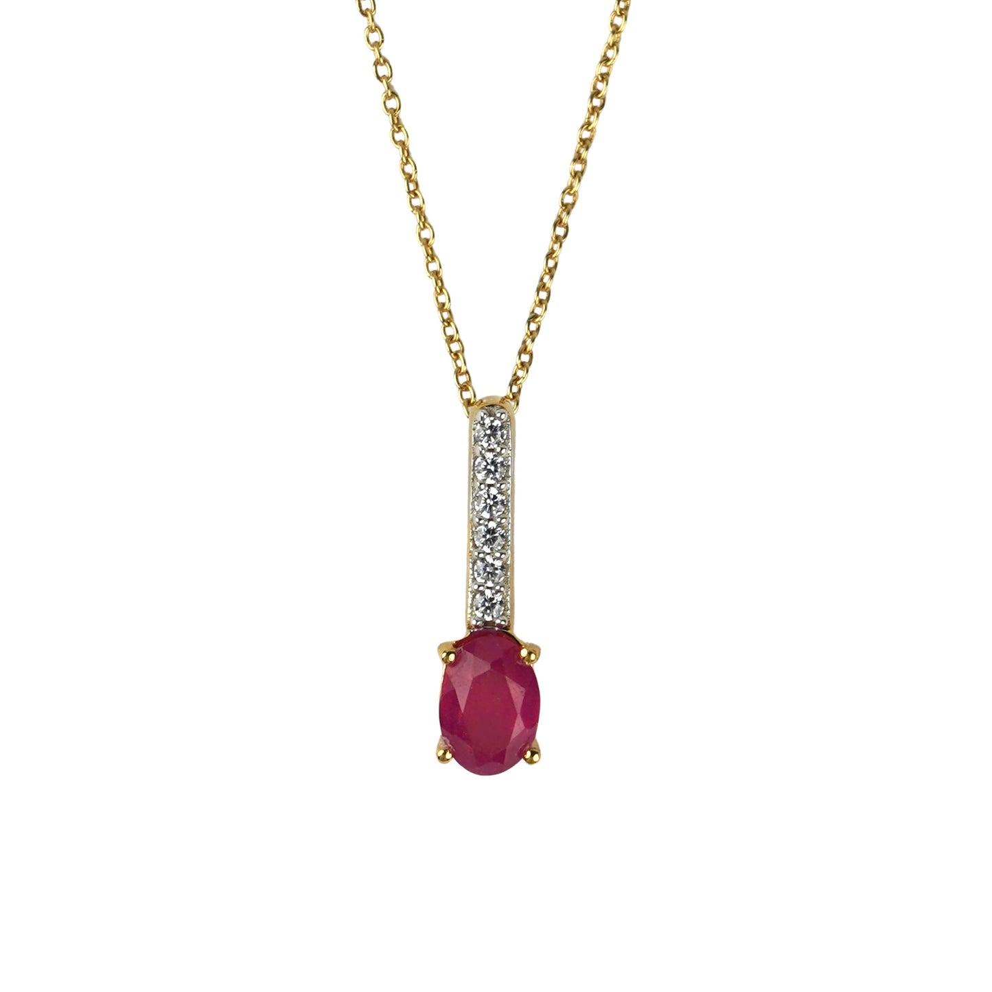 SZ16818 Necklace Silver 925 Thai Ruby Fianite (Gold Plated)