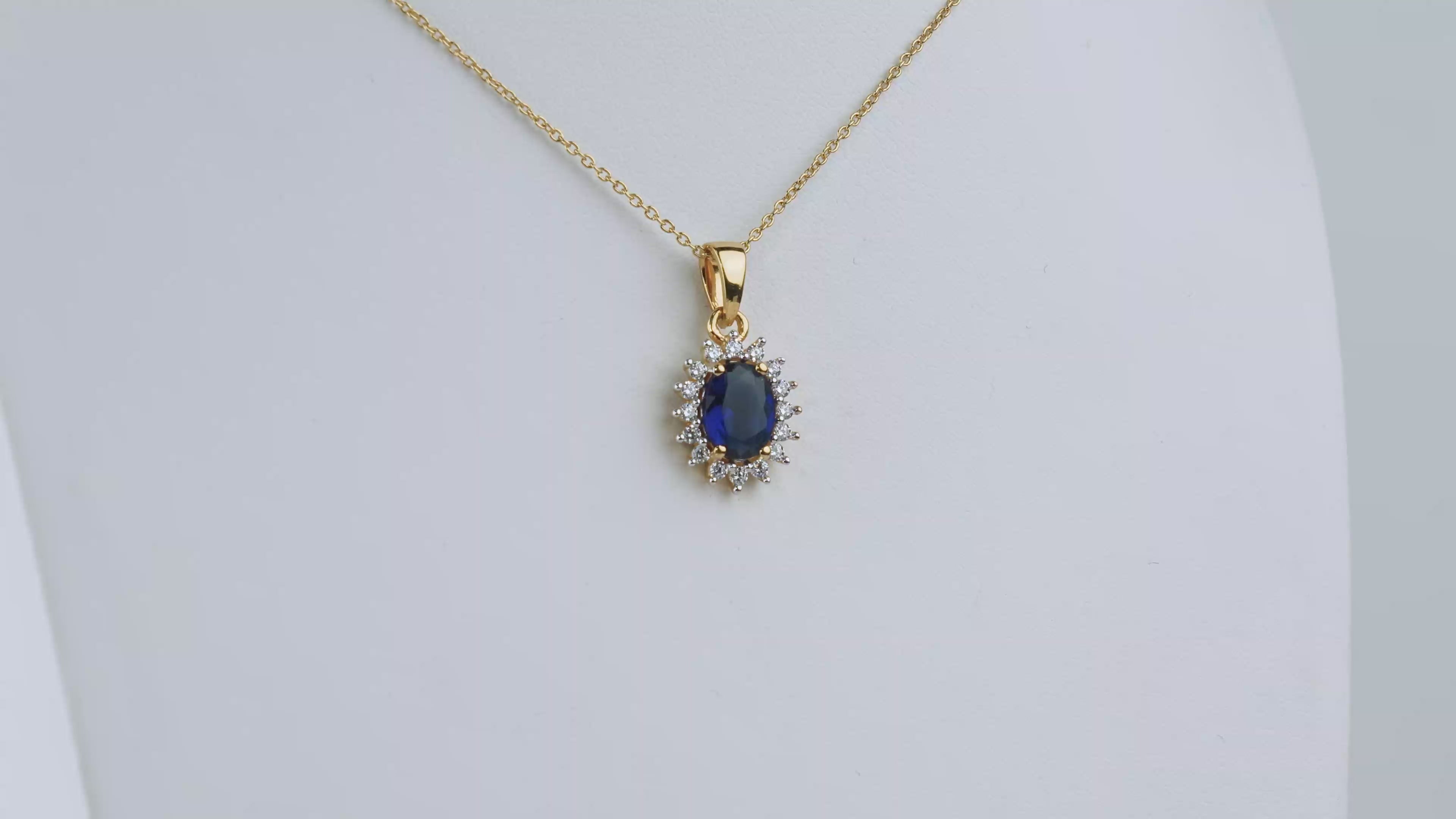 SZ15838 Pendant Silver 925 Linde Sapphire Cubic Zirconia (Gold Plated)